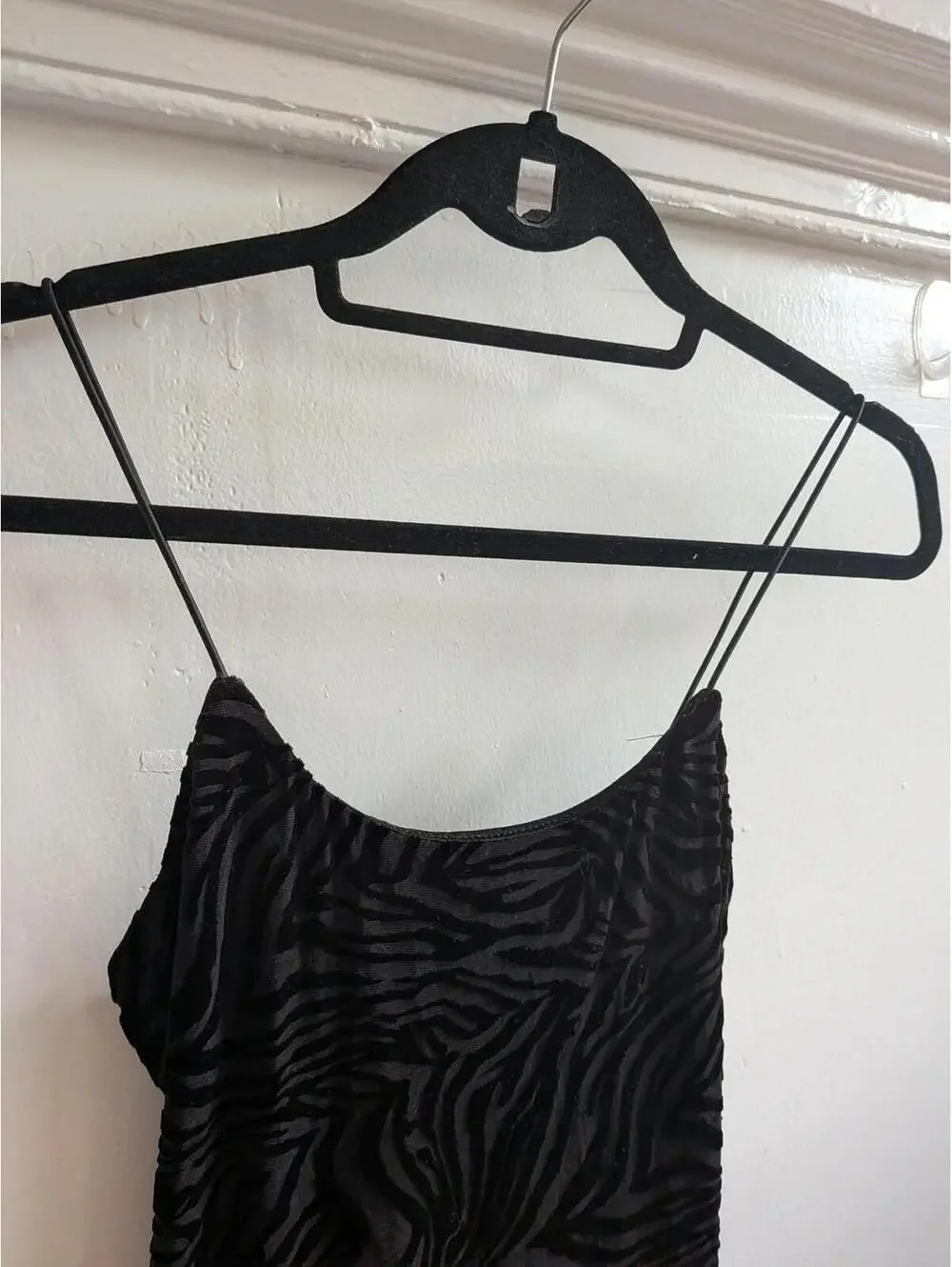 Wild Fable Slip Dress Juniors XS Black Animal Print Velvet Bodycon Midi - Picture 4 of 6